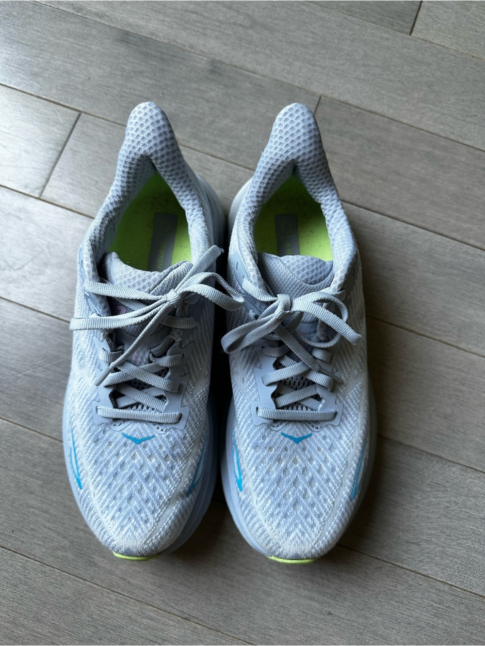 Women’s Hoka Clifton 9 Gray Athletic Walking Running Lace Up Sneaker Shoes Sz 7 - Picture 3 of 7